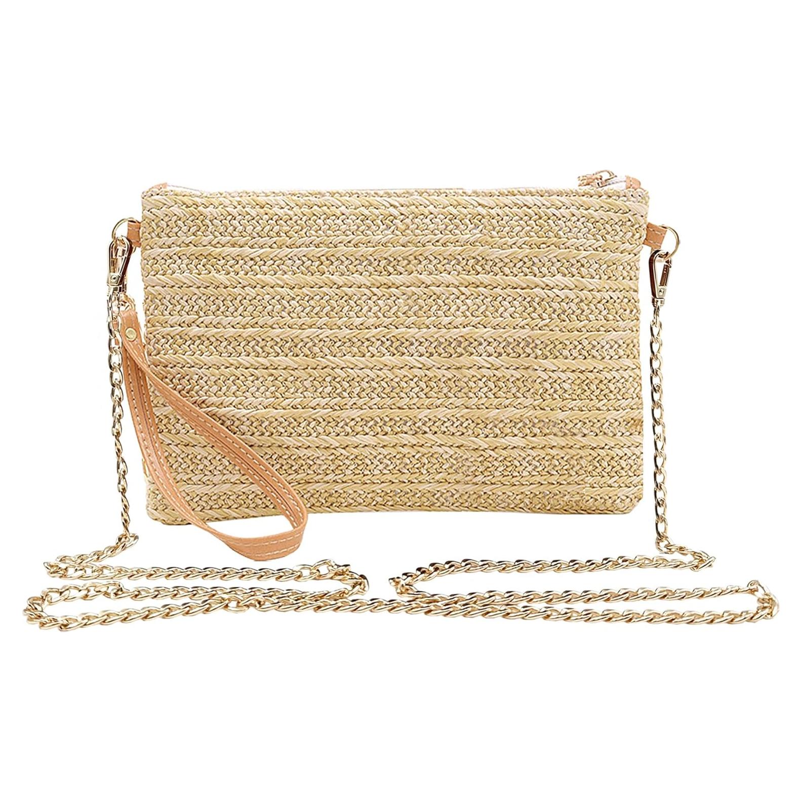 Bolsa de Paja Beurlike para Mujeres 24.6x14.5cm Natural
