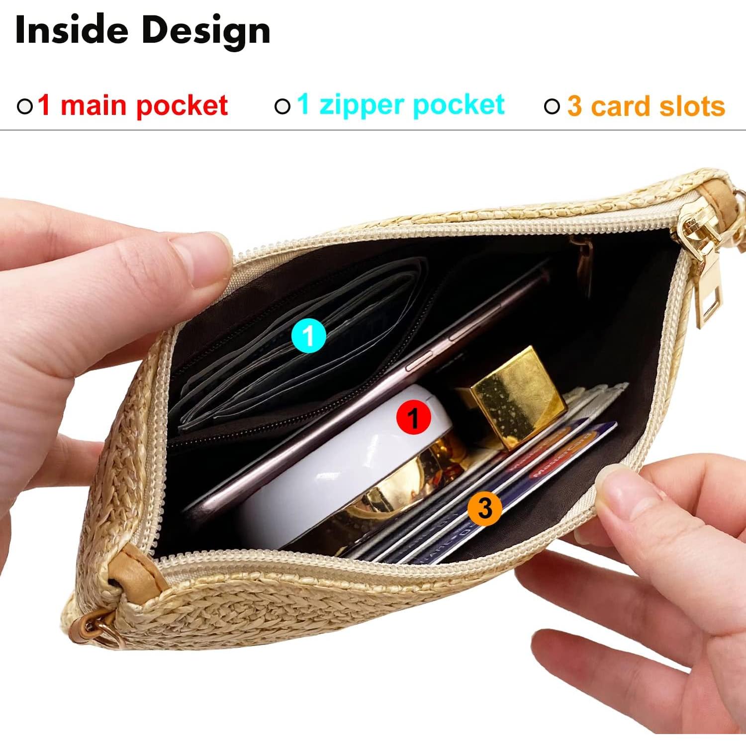 Bolsa de Paja Beurlike para Mujeres 24.6x14.5cm Natural