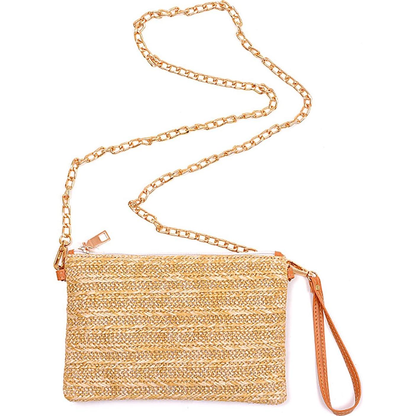 Bolsa de Paja Beurlike para Mujeres 24.6x14.5cm Natural