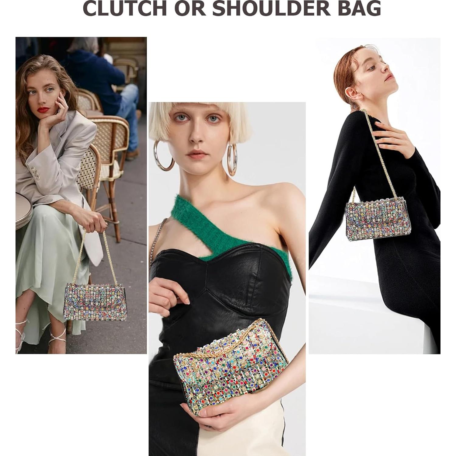 Clutch de Noche Brillante Sweetovo con Strass para Mujeres