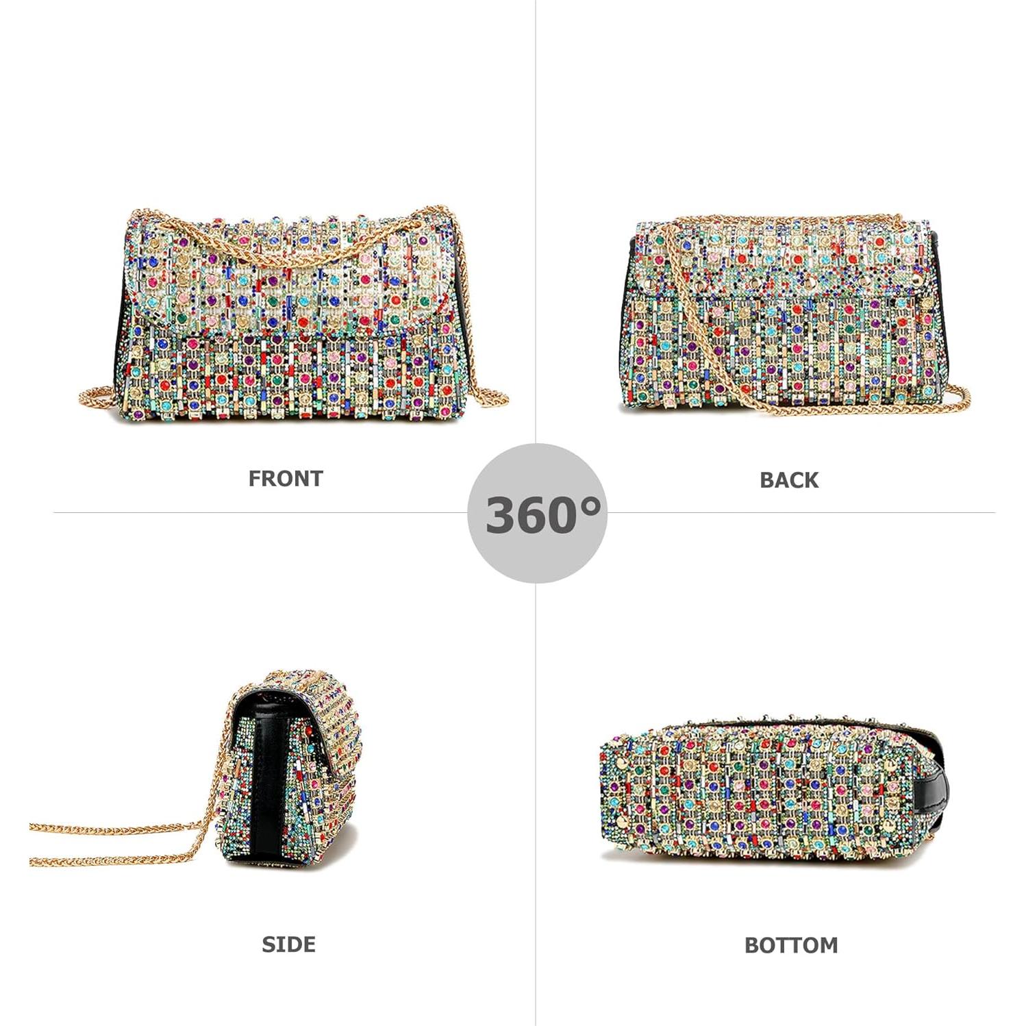 Clutch de Noche Brillante Sweetovo con Strass para Mujeres