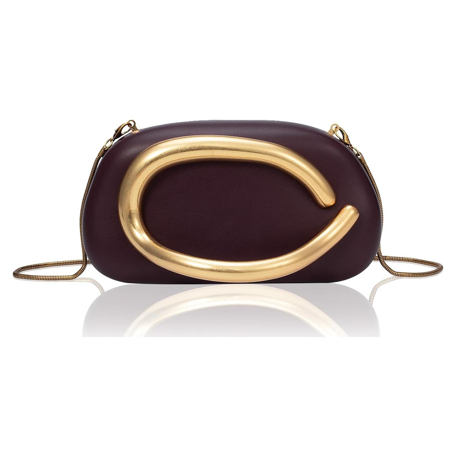 Bolso de Noche de Cuero PU Rkrouco Chocolate 18.5x6.5x10cm