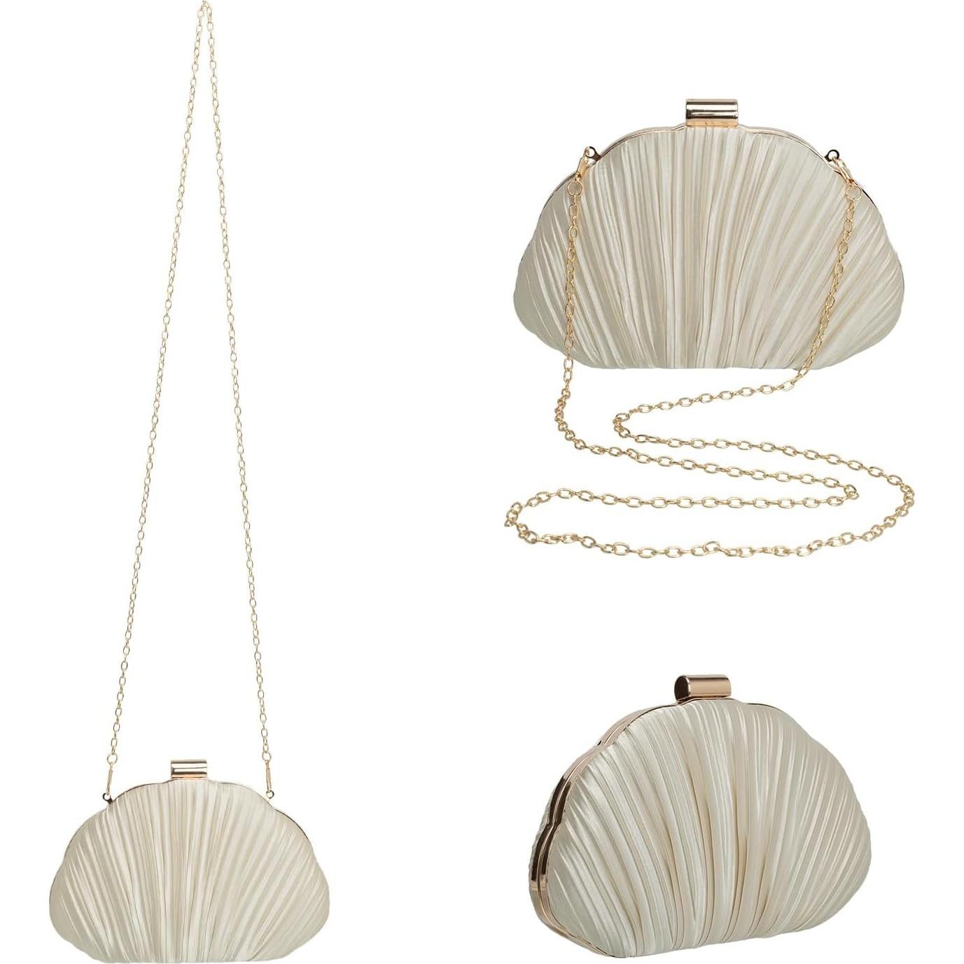 Bolso de mano concha plisada YUHATRG albaricoque 21.5x6.5x13cm