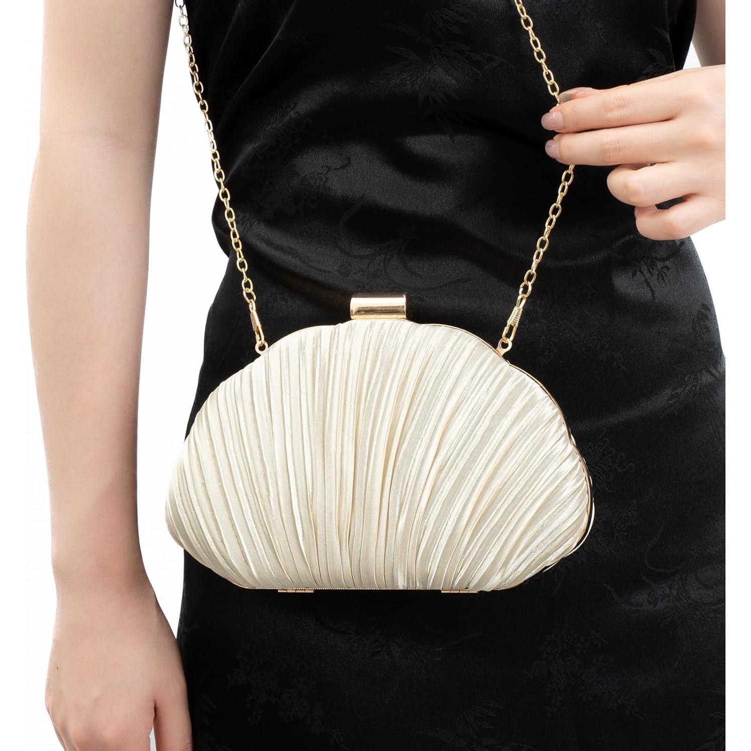 Bolso de mano concha plisada YUHATRG albaricoque 21.5x6.5x13cm