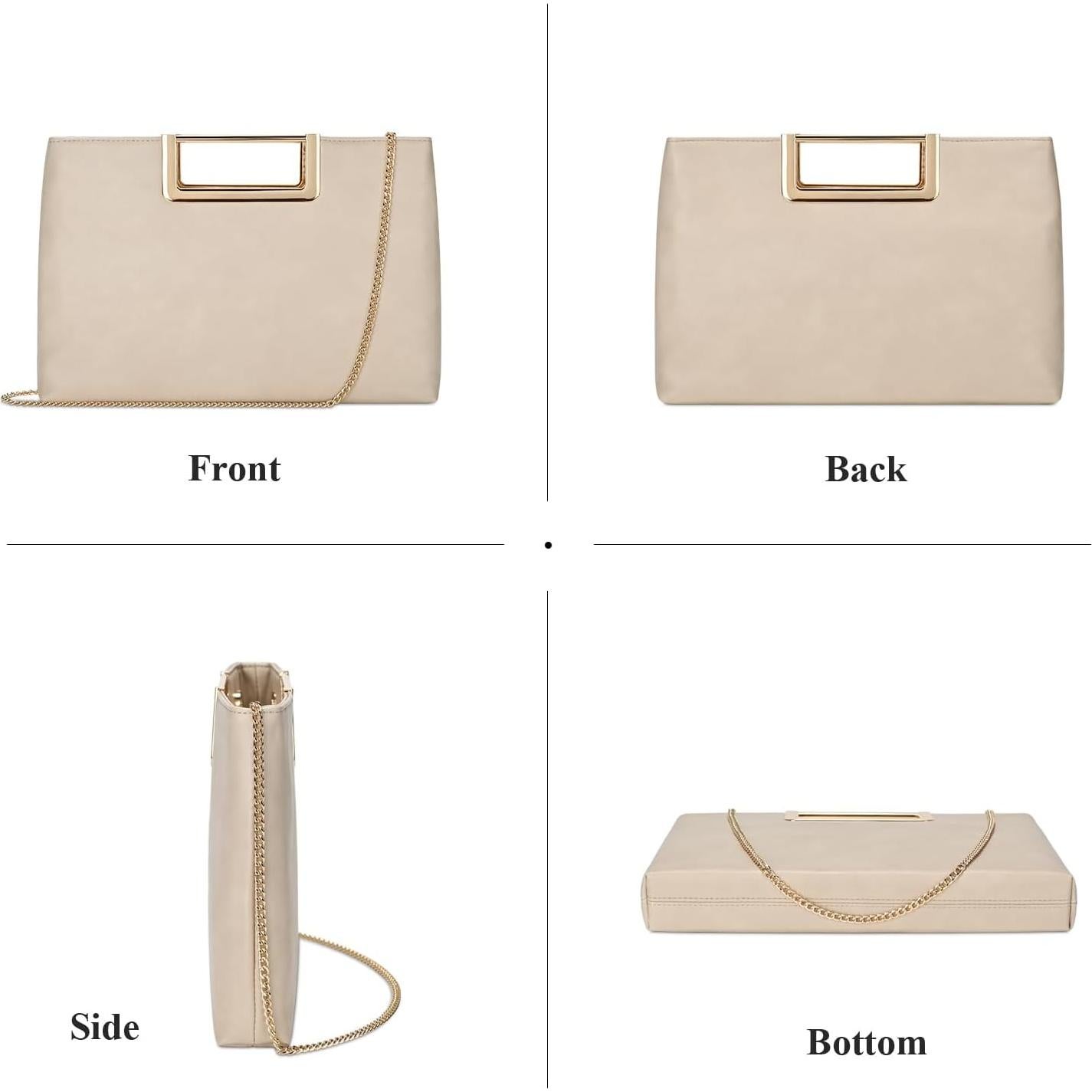 Bolso Clutch de Noche para Mujeres Beige - Cuero Vegano 31x20 cm