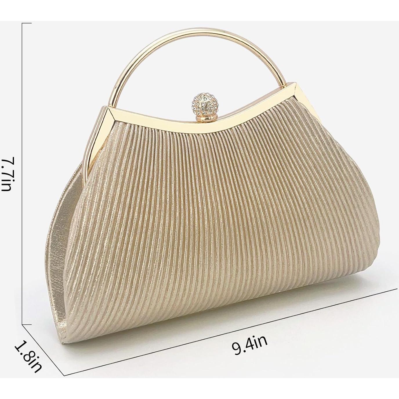 Bolso de Noche Clutch para Mujeres con Cadena Desmontable Dorado