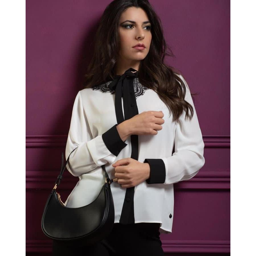 Bolso de Hombro Barabum Retro Clásico Negro con Cierre