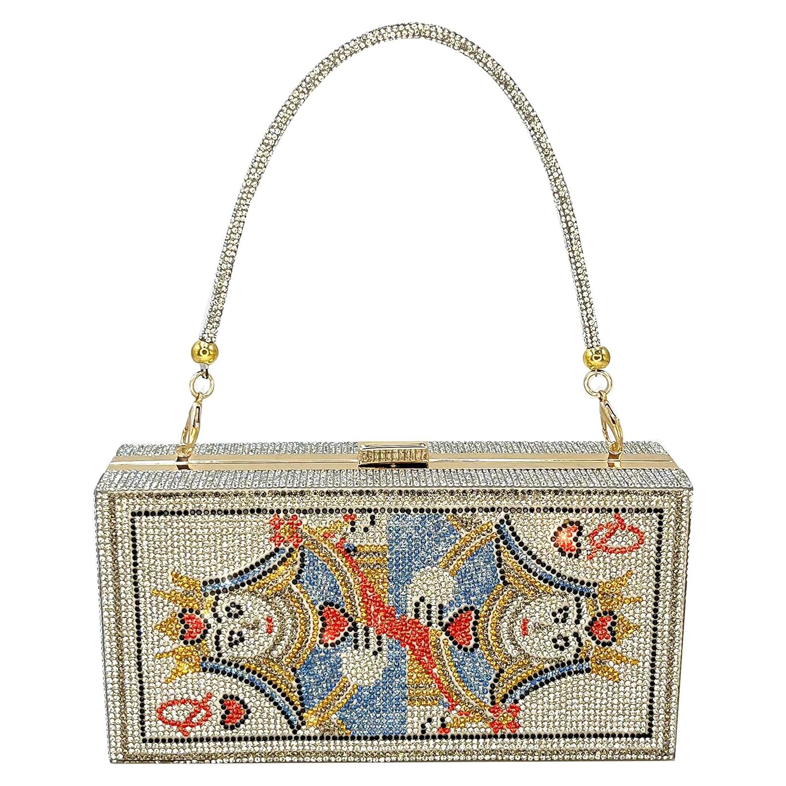 Bolso Clutch de Diamantes Pearl&She Plata 20x10cm