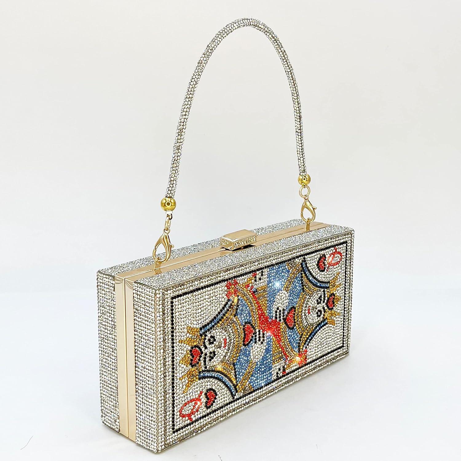 Bolso Clutch de Diamantes Pearl&She Plata 20x10cm