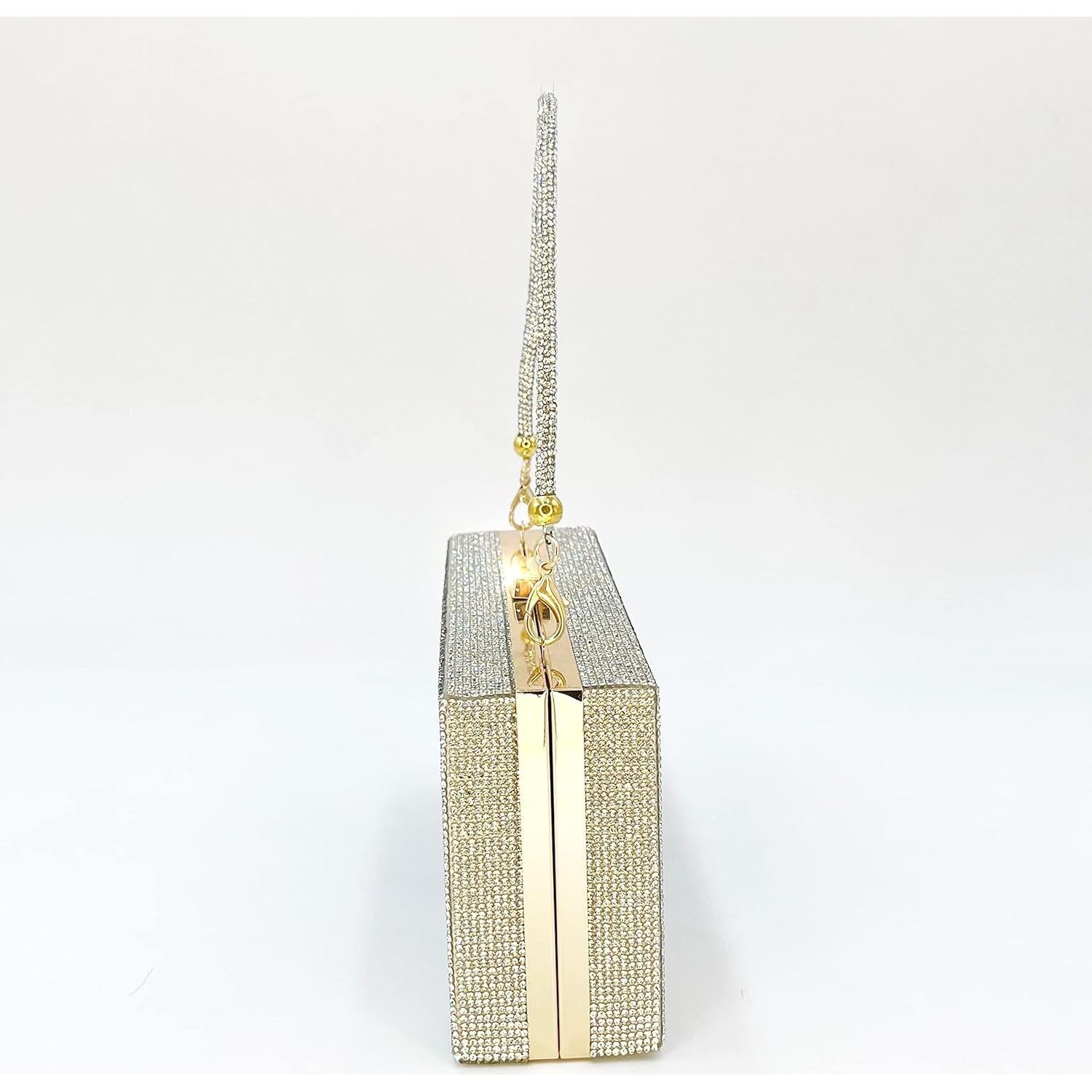 Bolso Clutch de Diamantes Pearl&She Plata 20x10cm