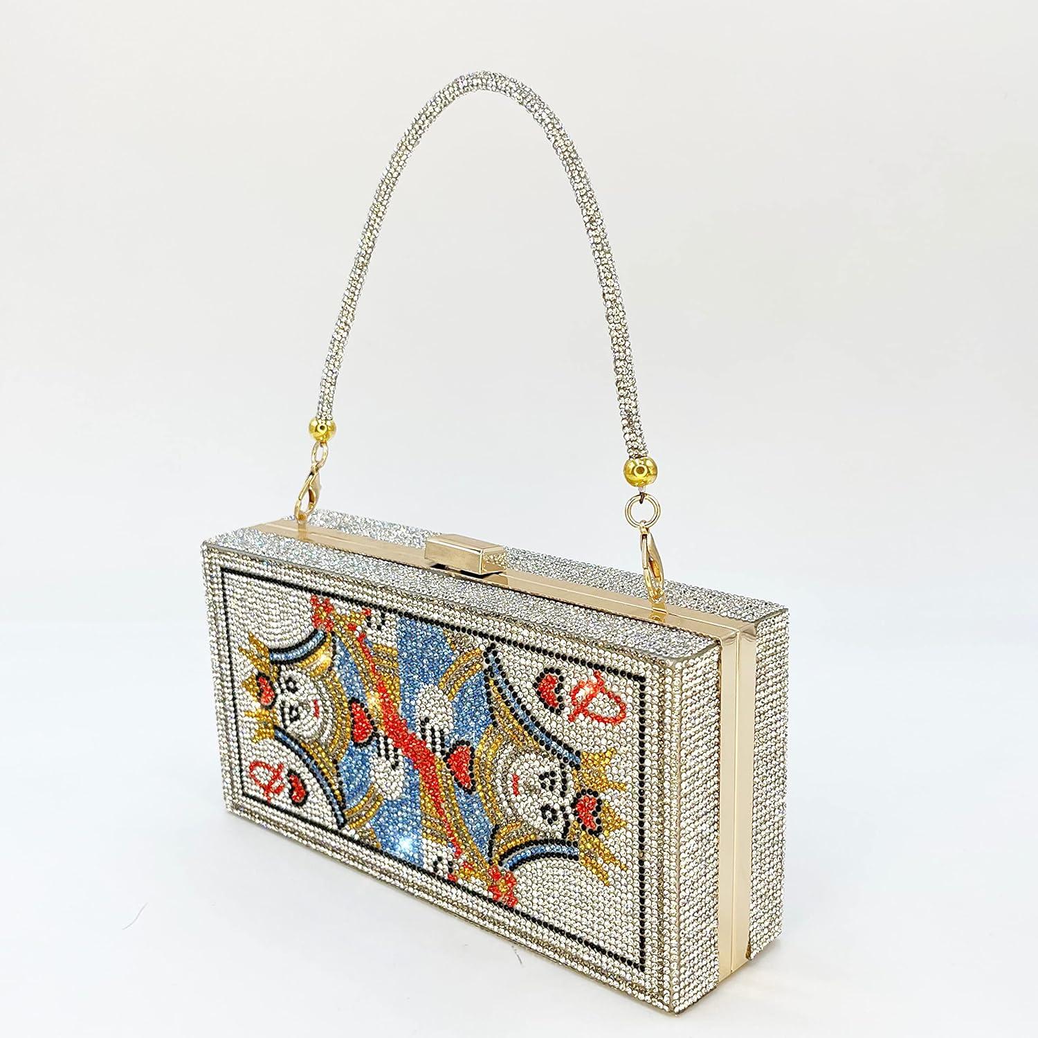 Bolso Clutch de Diamantes Pearl&She Plata 20x10cm