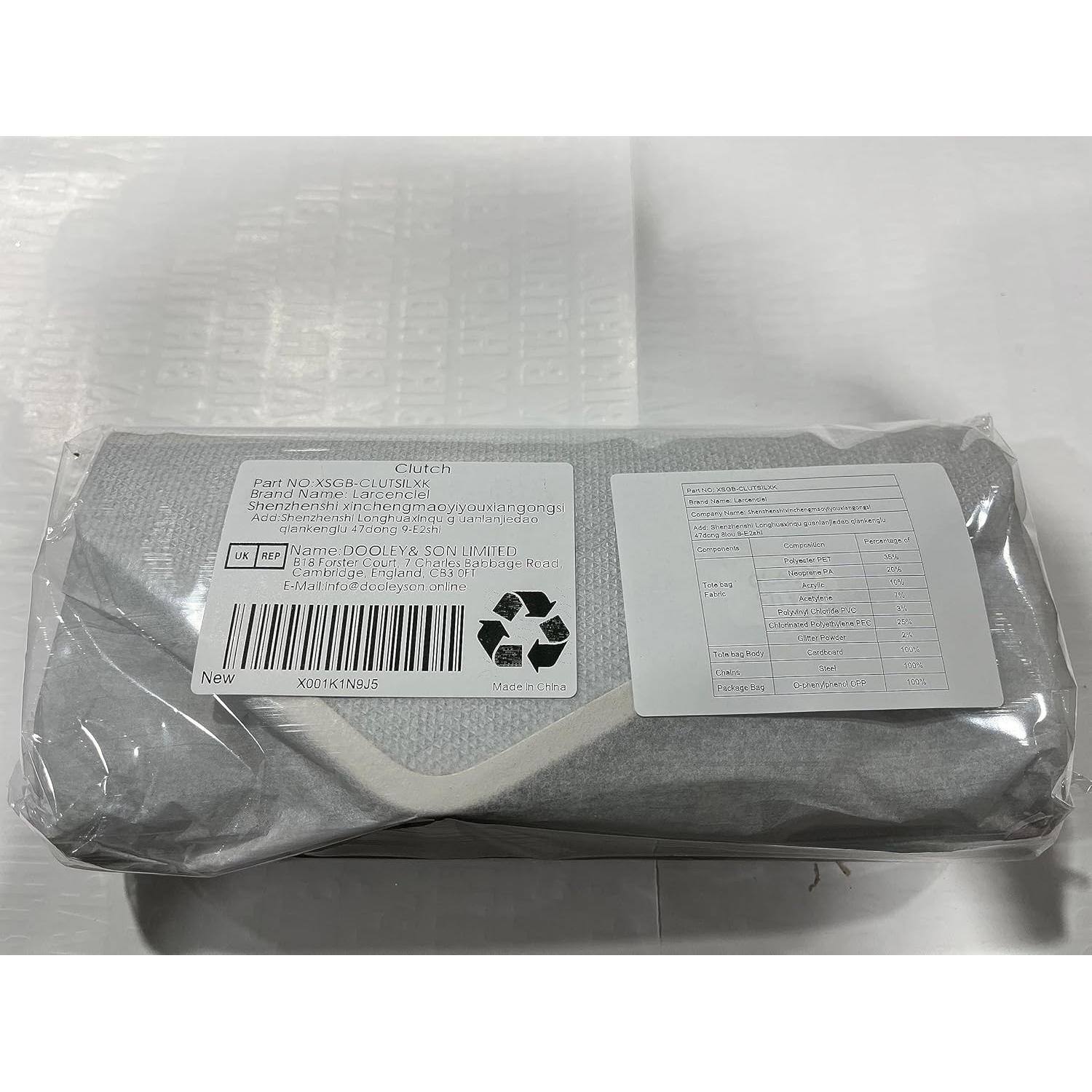 Cartera de Mano Brillante Larcenciel Plateada 20x10 cm