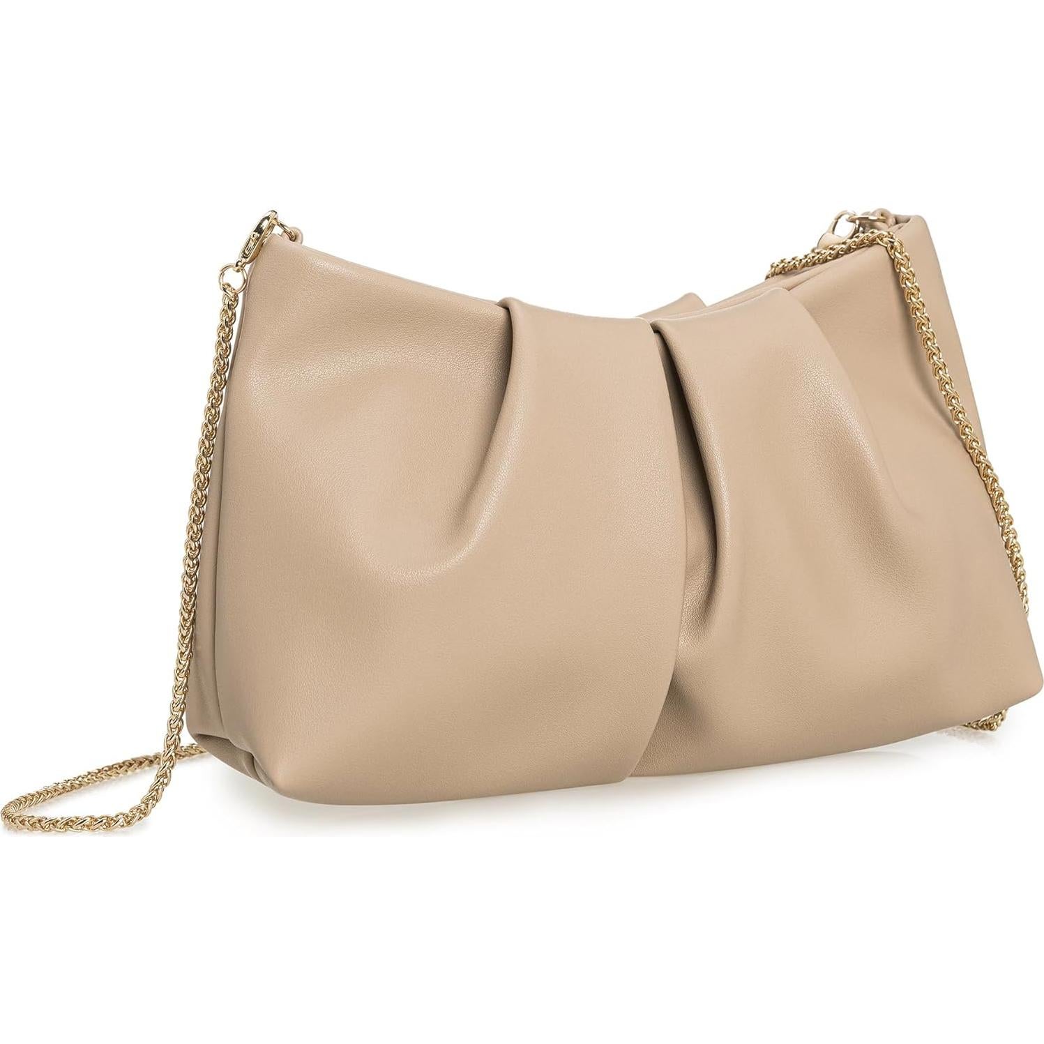 Bolso de Mano Elegante Charming Tailor Taupe con Pliegues