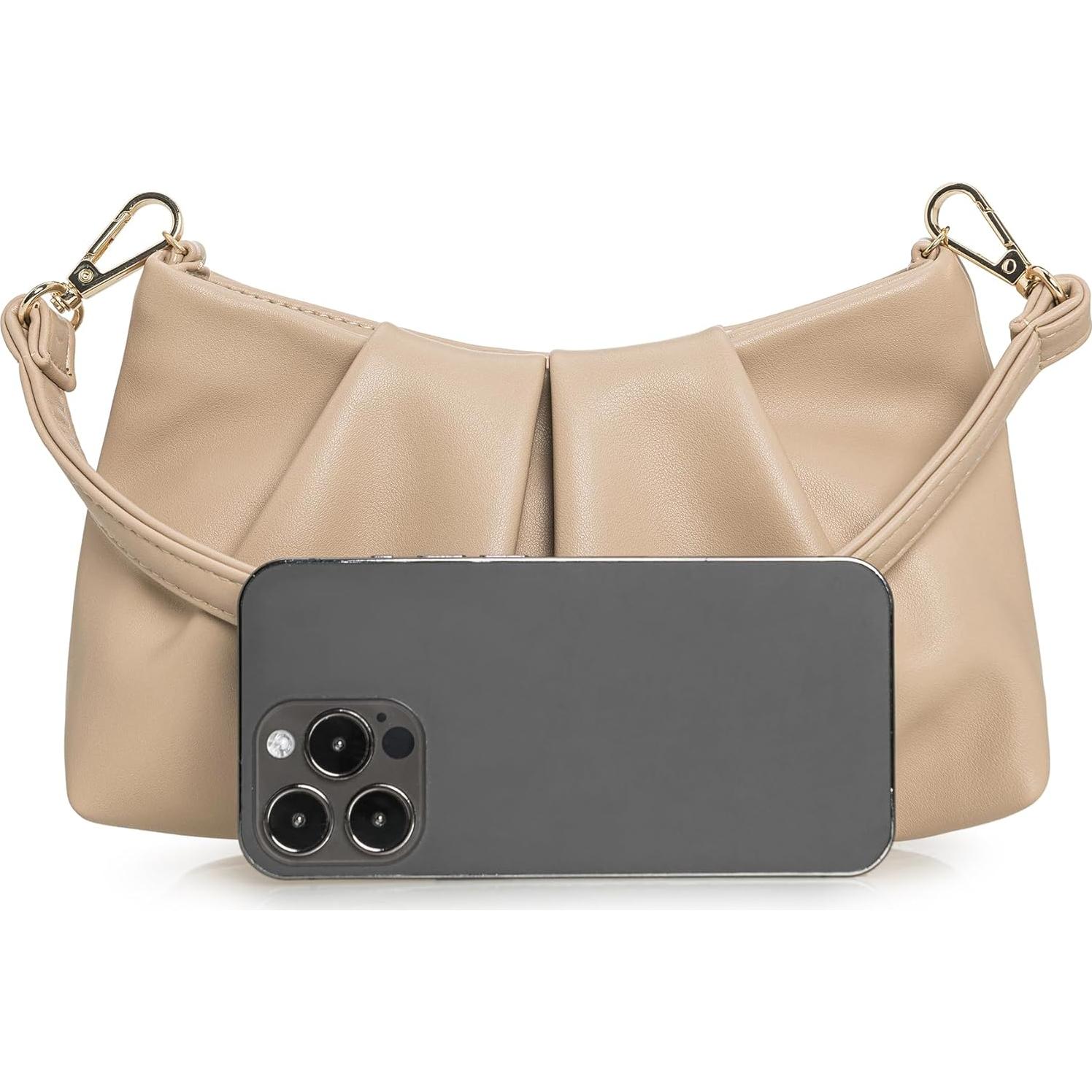 Bolso de Mano Elegante Charming Tailor Taupe con Pliegues