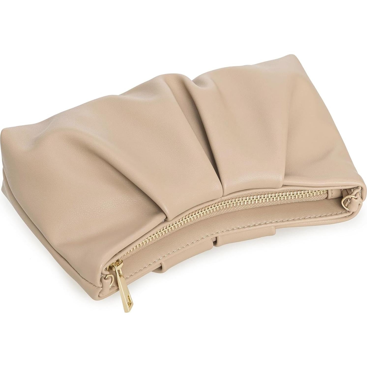 Bolso de Mano Elegante Charming Tailor Taupe con Pliegues