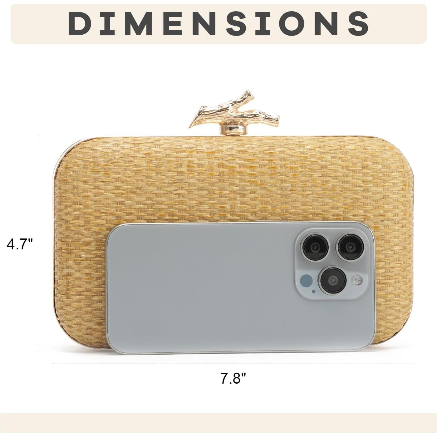 Bolso de mano de paja Freie Liebe FLL2763-GO marrón claro