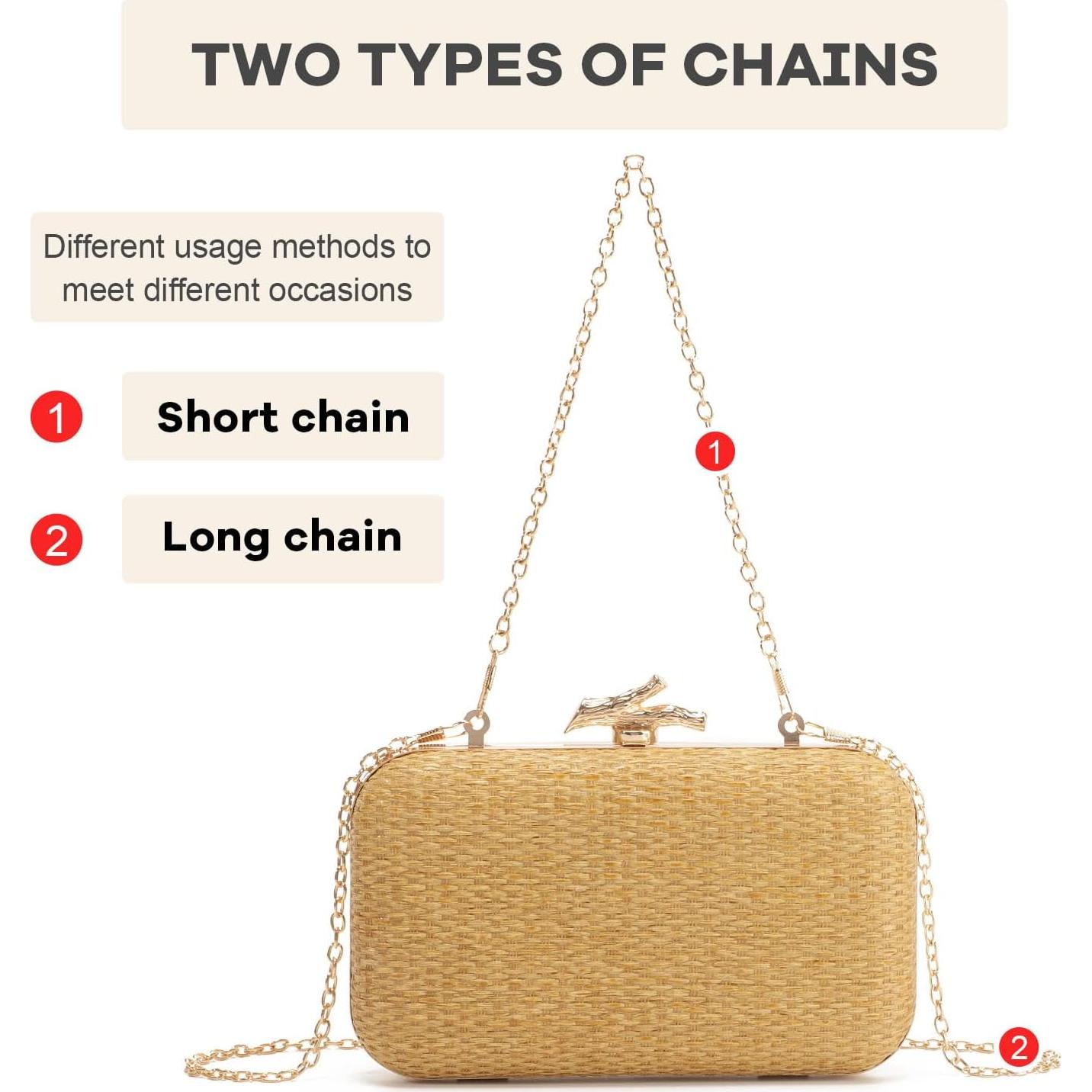 Bolso de mano de paja Freie Liebe FLL2763-GO marrón claro