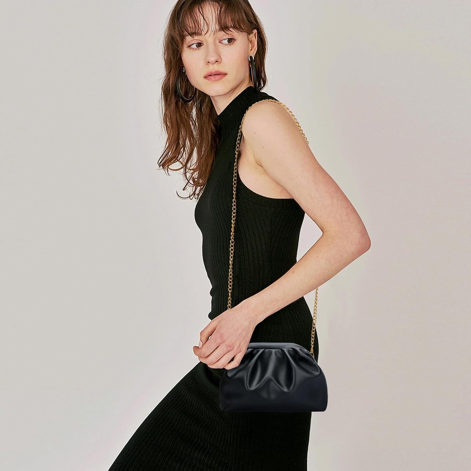 Bolso de Noche KKXIU para Mujeres con Correa Removible - Negro