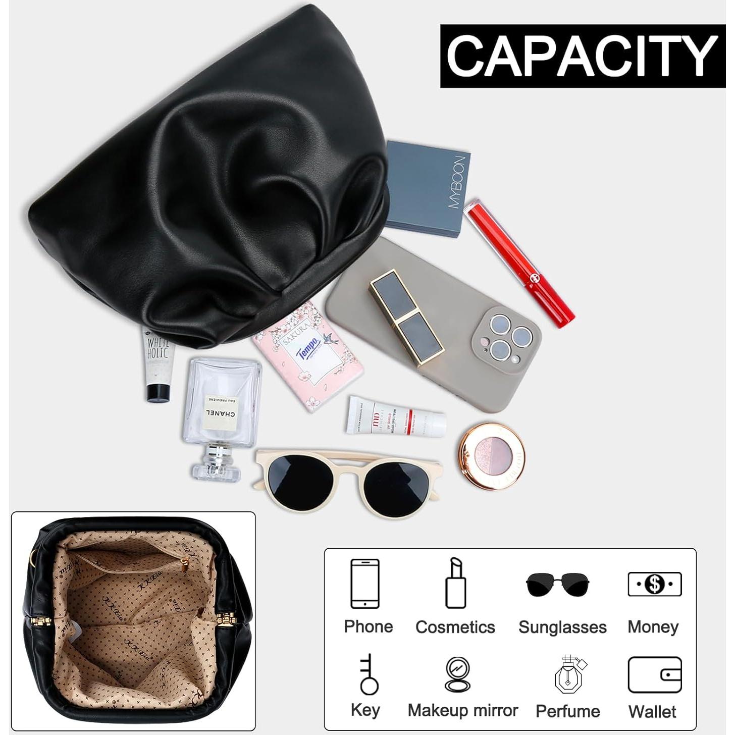 Bolso de Noche KKXIU para Mujeres con Correa Removible - Negro