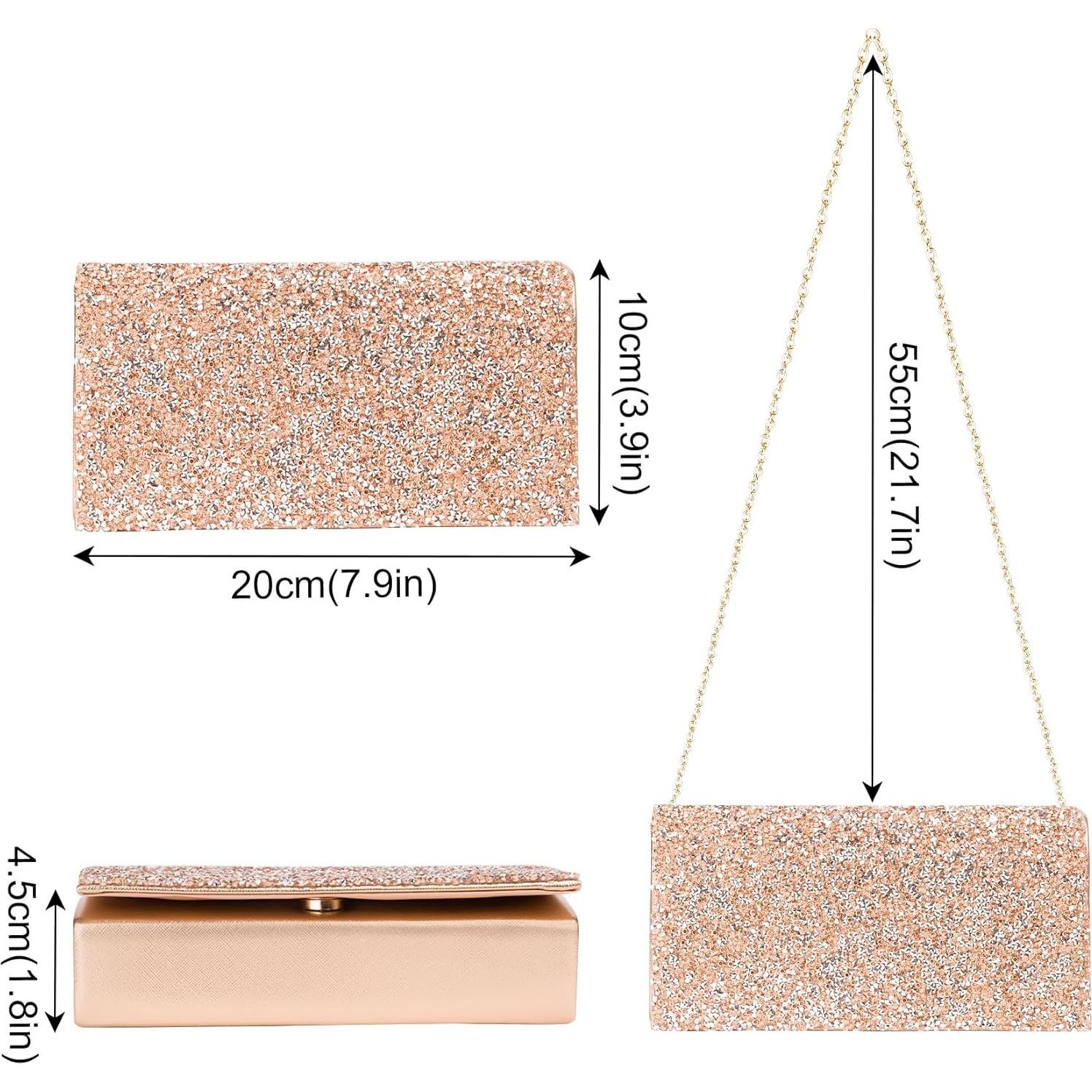 Bolso de Noche Larcenciel Oro Rosa con Brillantes 20.1x10.0cm