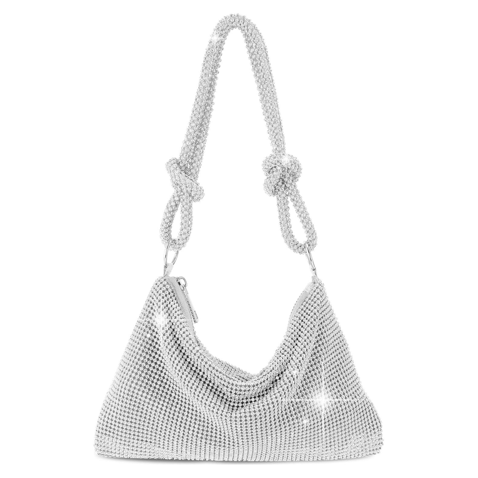 Bolso de mano dorado de pedrería para mujeres 25.9x10.2x16.9cm