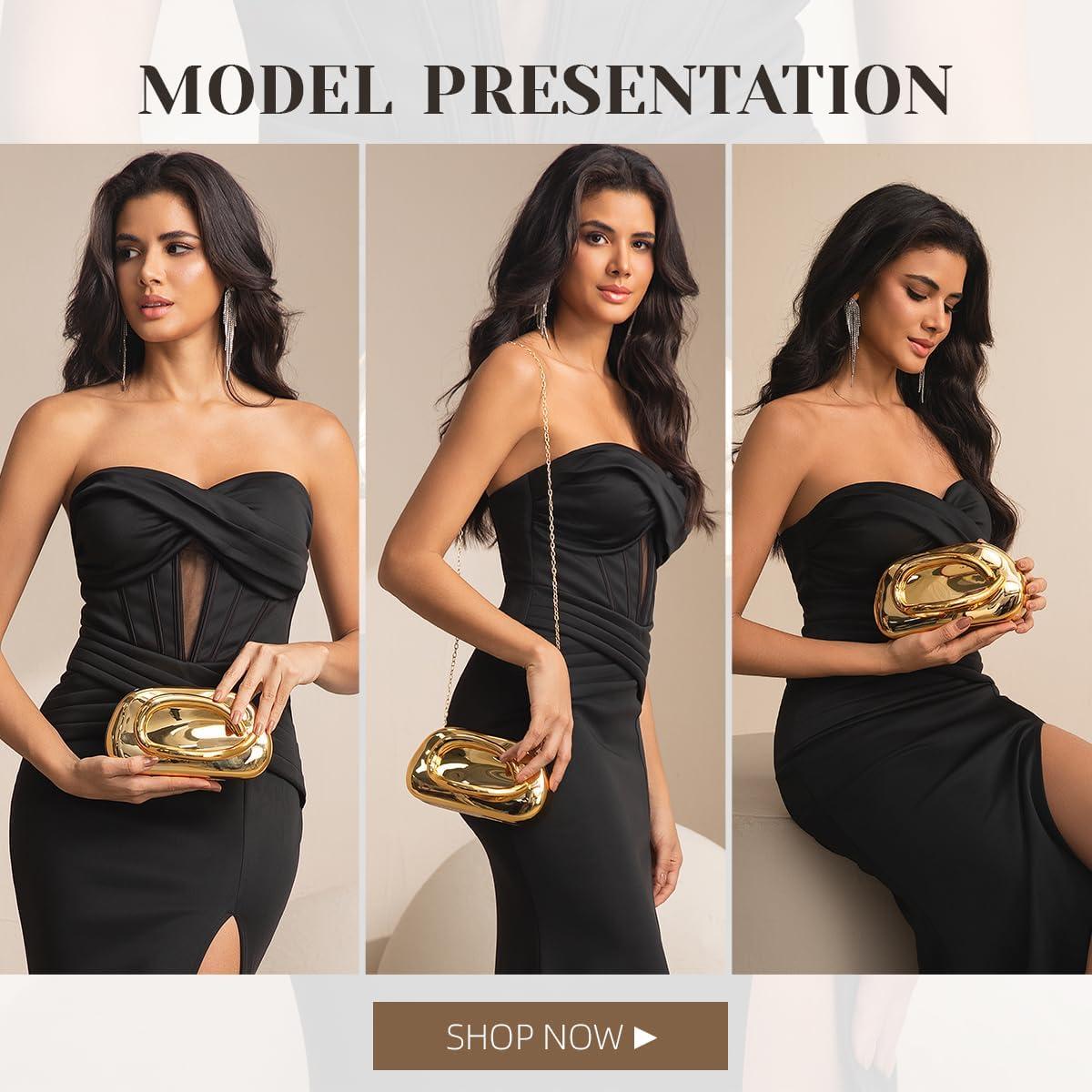 Bolso de Noche PHILOMENA Acrílico Oro 21x11.4x11.4cm