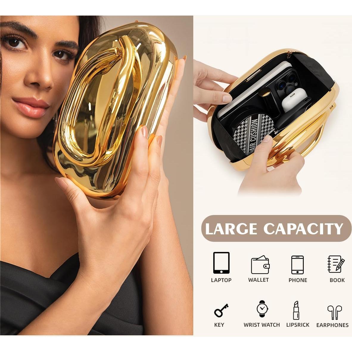 Bolso de Noche PHILOMENA Acrílico Oro 21x11.4x11.4cm