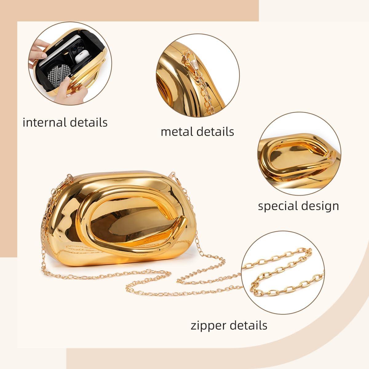 Bolso de Noche PHILOMENA Acrílico Oro 21x11.4x11.4cm