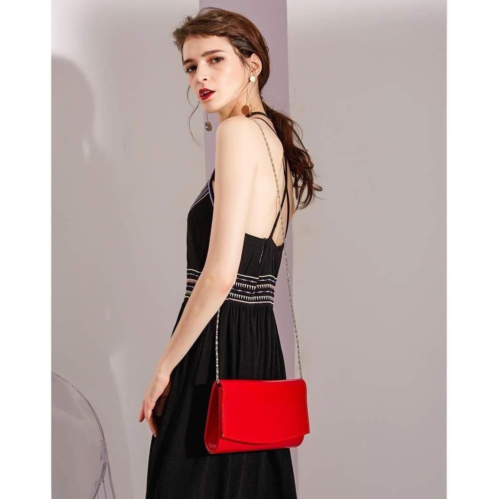 Cartera de Cuero Sintético para Mujeres WALLYN'S Rojo 22.35x4.57x15.24cm