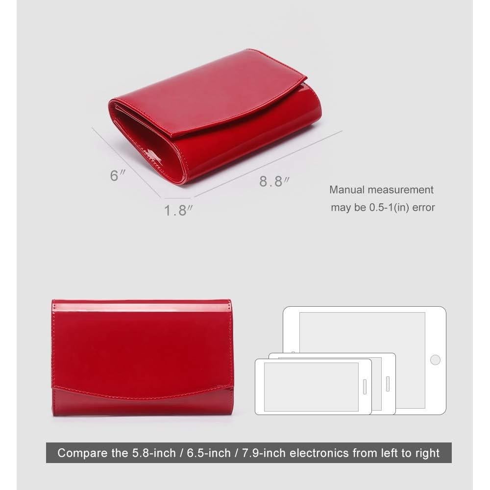 Cartera de Cuero Sintético para Mujeres WALLYN'S Rojo 22.35x4.57x15.24cm