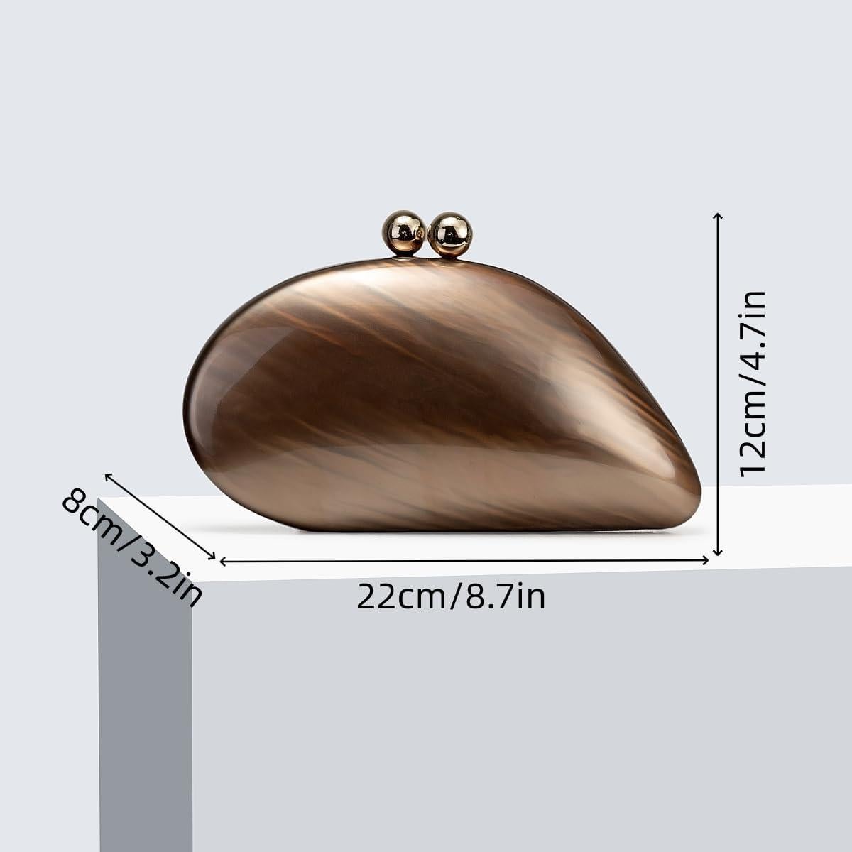 Bolso de Noche Acrílico UMREN con Cadena de Conchas 22.1x8.1x11.9cm