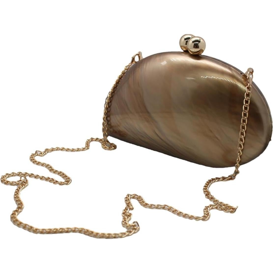 Bolso de Noche Acrílico UMREN con Cadena de Conchas 22.1x8.1x11.9cm