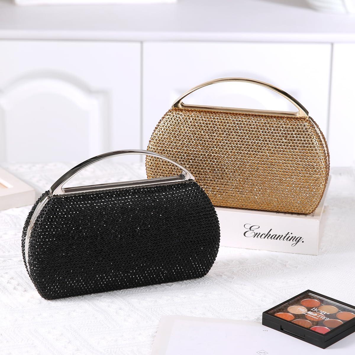 Bolso de Noche de Moda para Mujeres Negro con Rhinestones