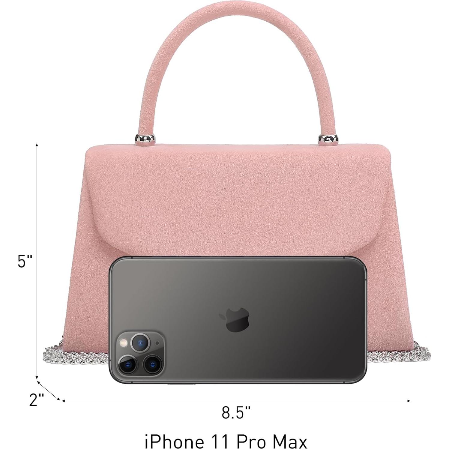 Bolso de Noche Dasein para Mujeres Terciopelo Rosa 21.6x12.7cm