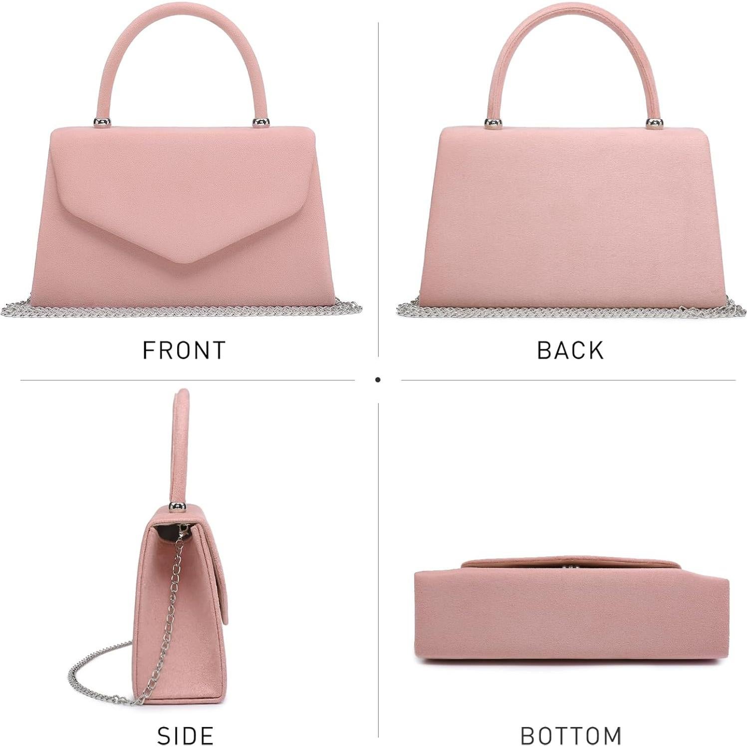 Bolso de Noche Dasein para Mujeres Terciopelo Rosa 21.6x12.7cm