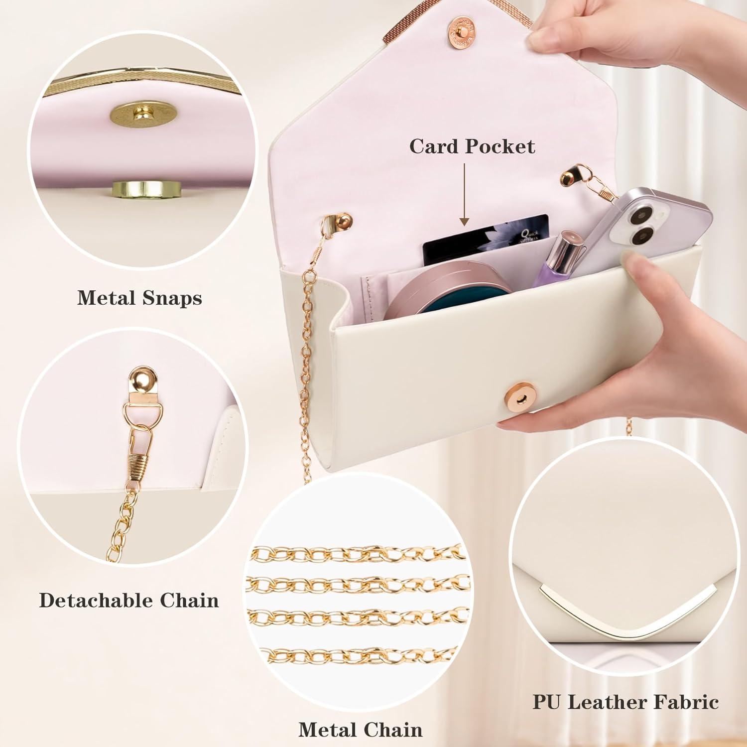 Bolso Clutch Larcenciel de Cuero Vegano para Mujeres - Nude