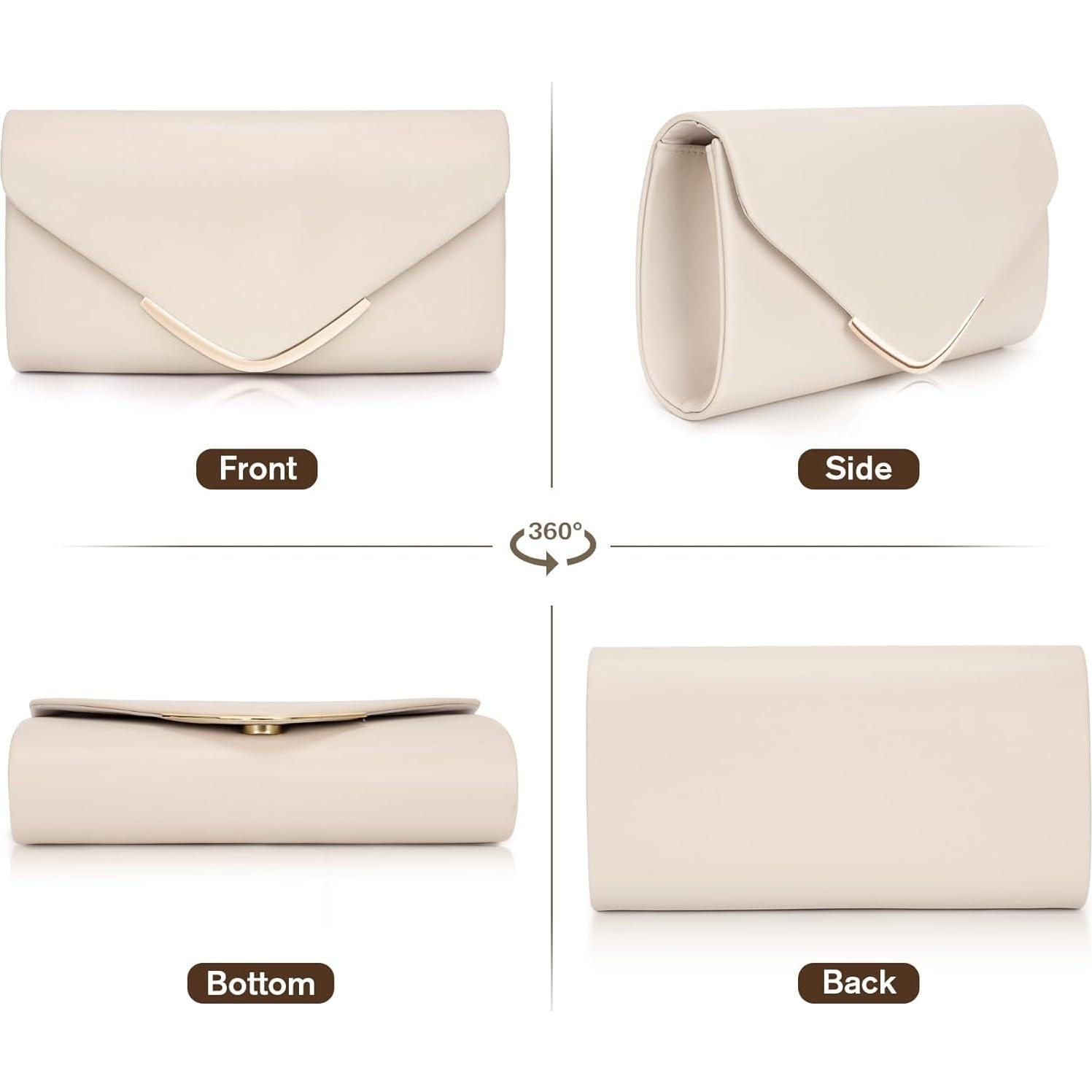 Bolso Clutch Larcenciel de Cuero Vegano para Mujeres - Nude