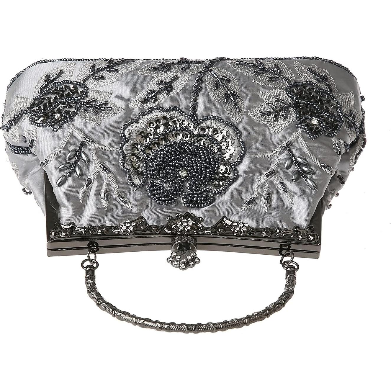Bolso de mano de lentejuelas DA BODAN con bordado floral