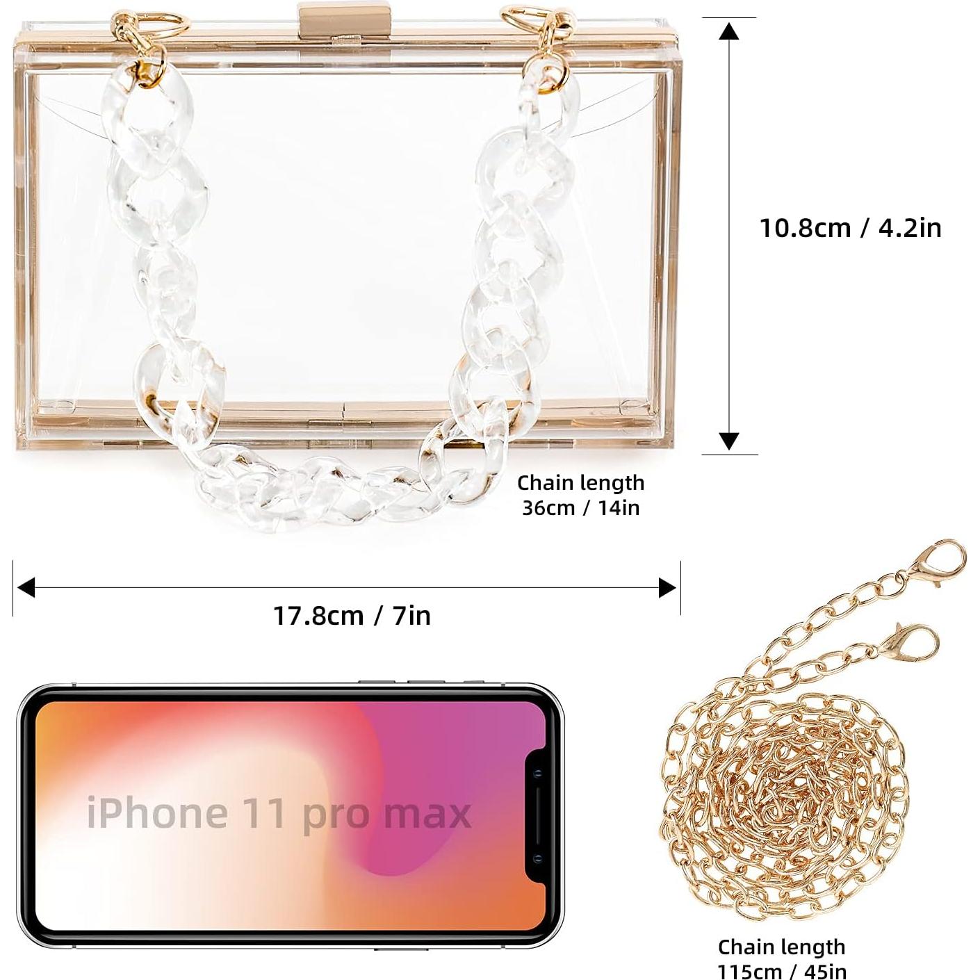 Bolso de mano acrílico transparente WJCD para mujeres 18x10.4cm