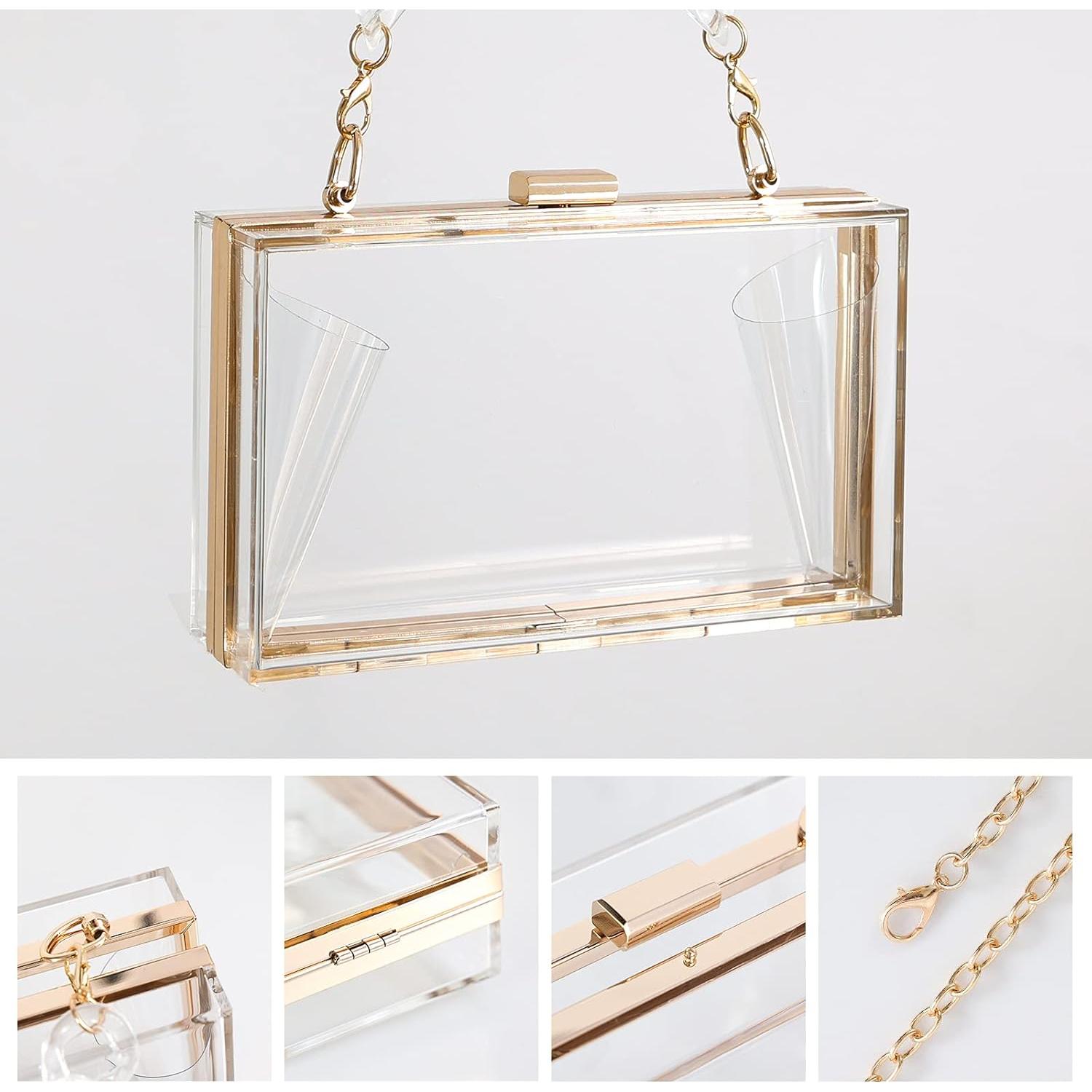 Bolso de mano acrílico transparente WJCD para mujeres 18x10.4cm