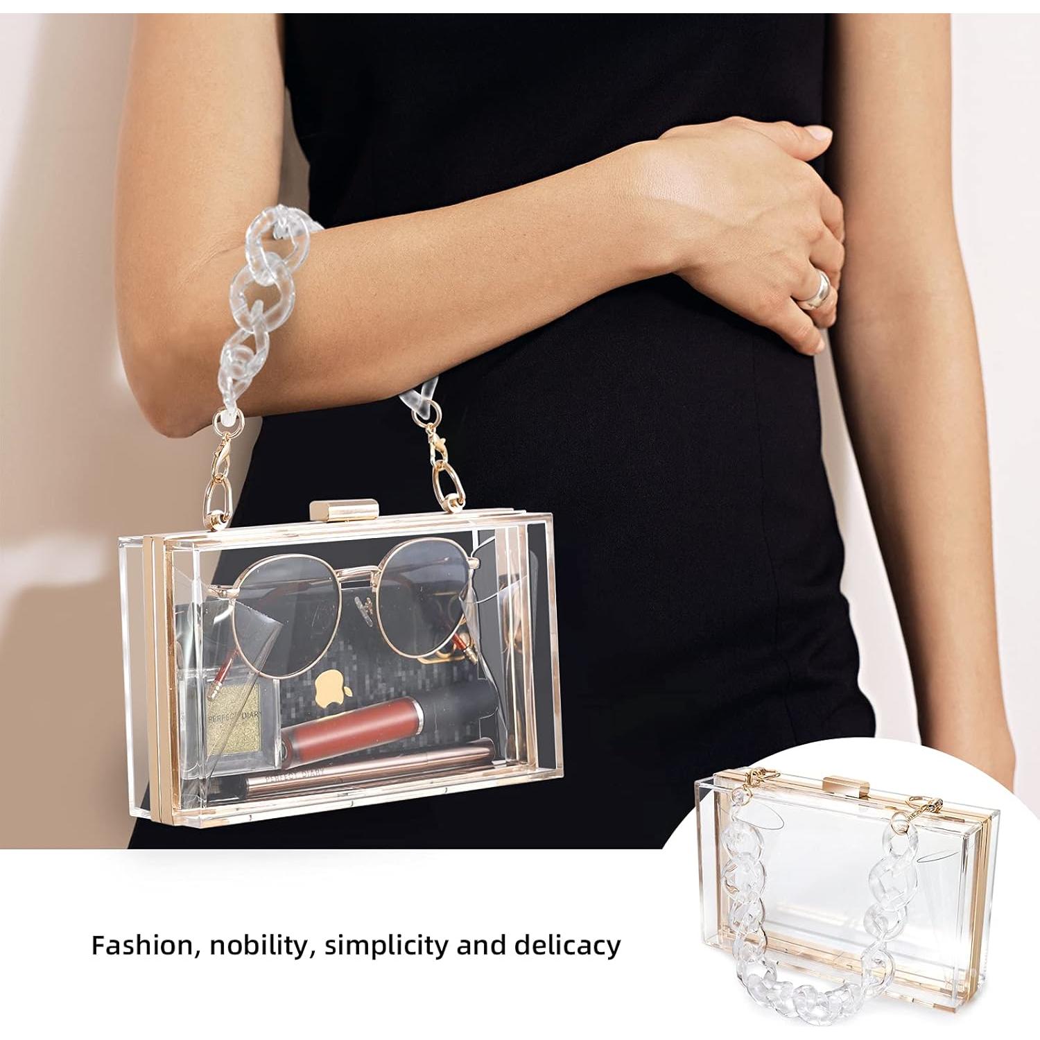 Bolso de mano acrílico transparente WJCD para mujeres 18x10.4cm