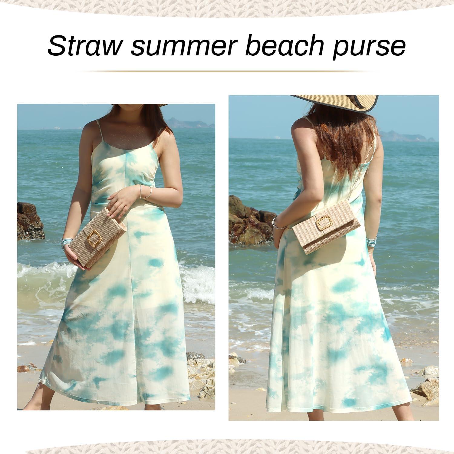 Bolso de mano de paja natural LUI SUI 24.5x6.5x13 cm