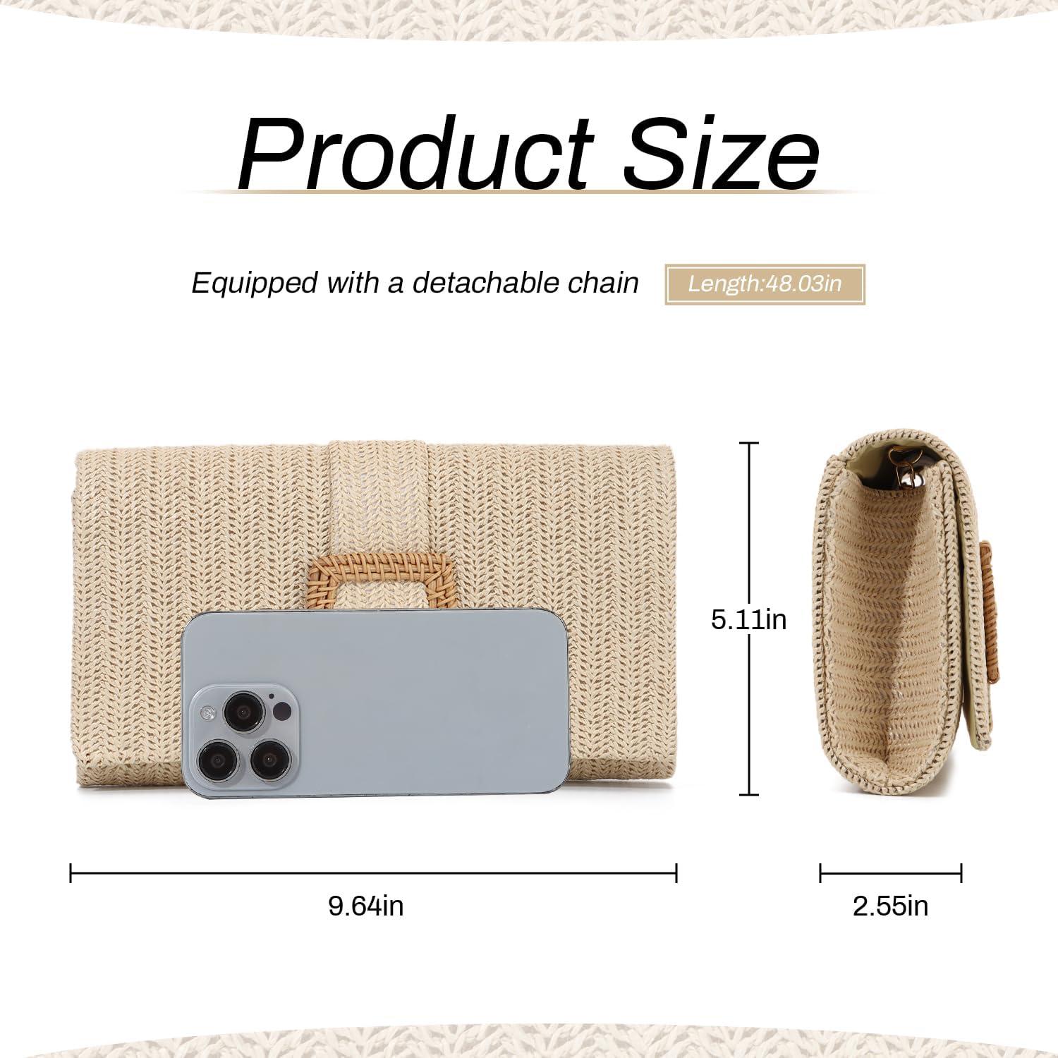 Bolso de mano de paja natural LUI SUI 24.5x6.5x13 cm