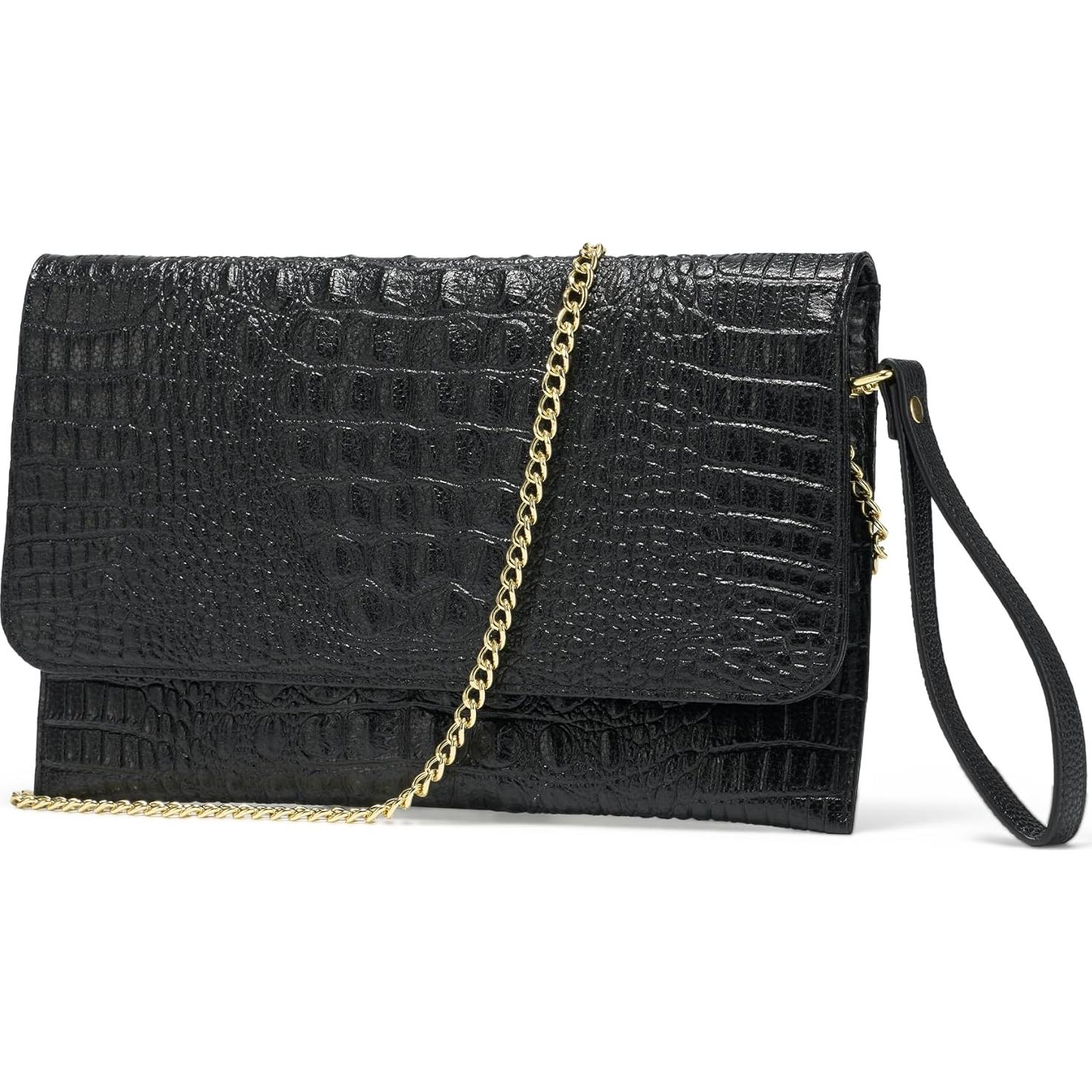 Cartera de Noche SWEETV para Mujeres en Cuero PU Negro
