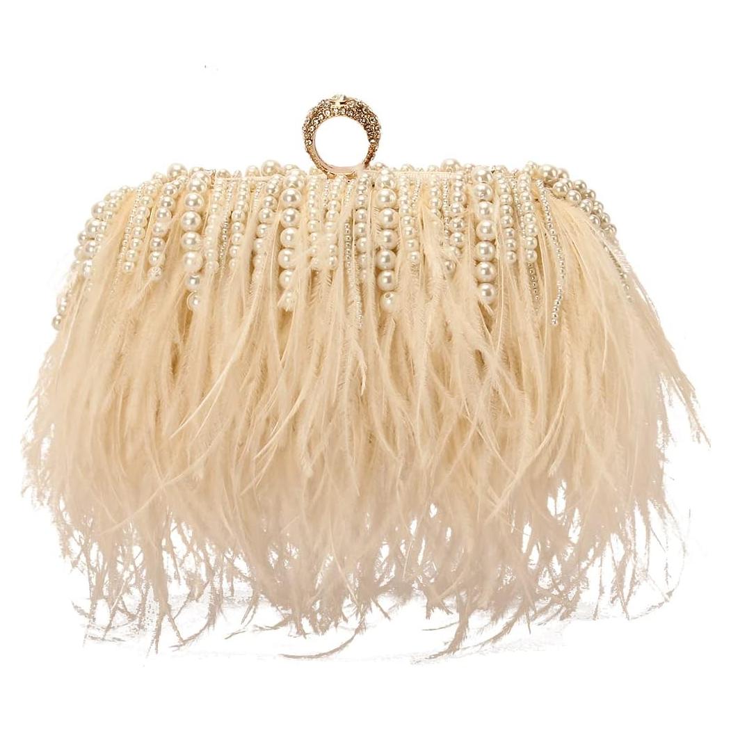 Bolso de Noche de Piel de Avestruz Natural OSTRICH-A 18x8x7cm
