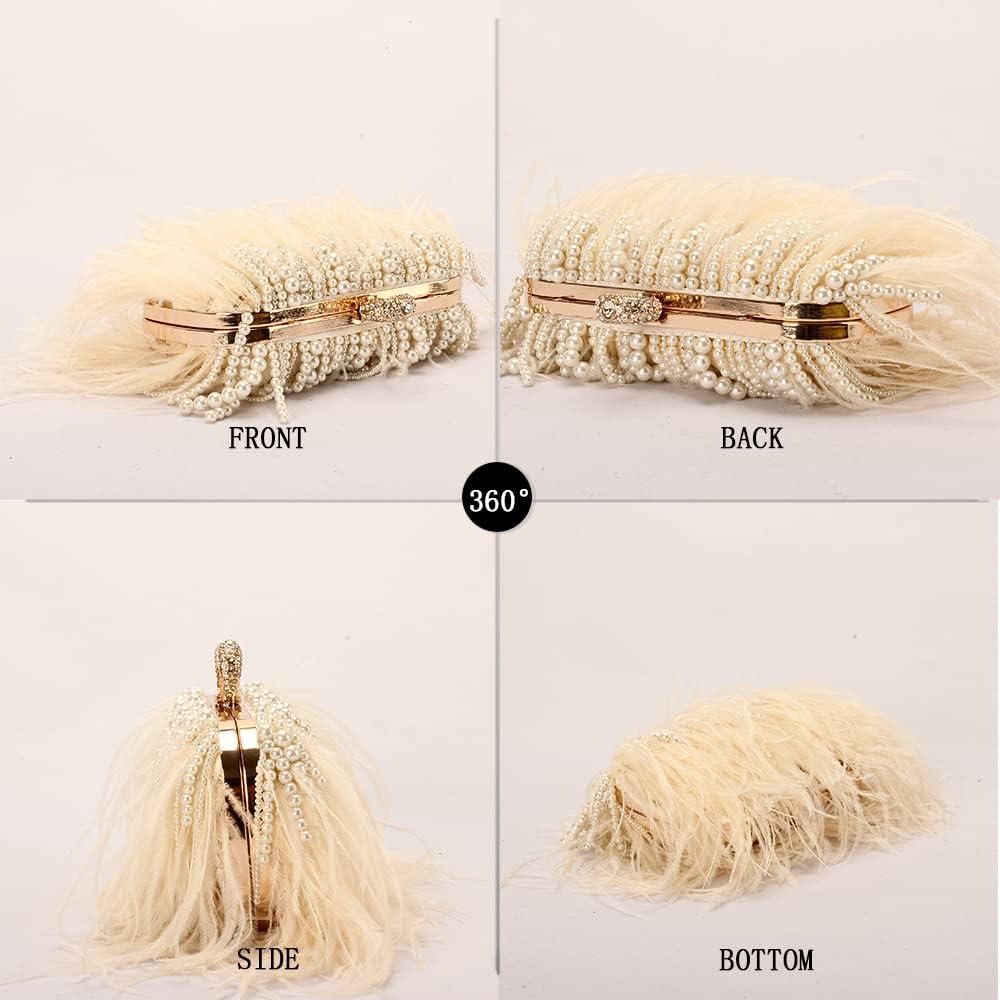 Bolso de Noche de Piel de Avestruz Natural OSTRICH-A 18x8x7cm