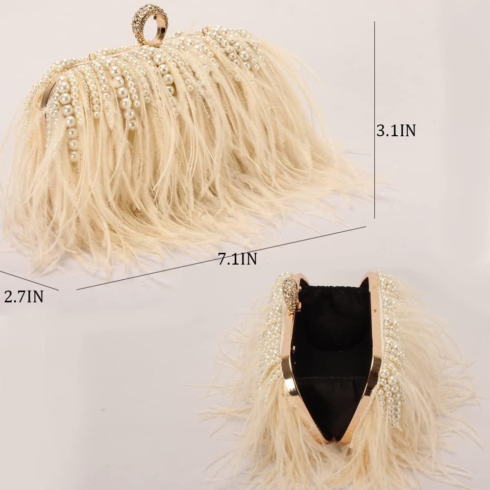 Bolso de Noche de Piel de Avestruz Natural OSTRICH-A 18x8x7cm