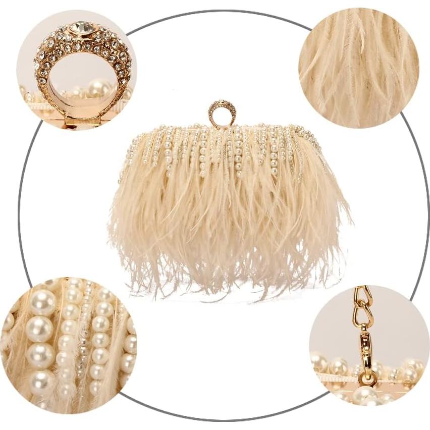 Bolso de Noche de Piel de Avestruz Natural OSTRICH-A 18x8x7cm