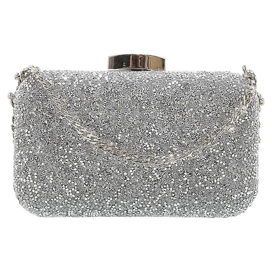 Bolso de mano de cristal YUHATRG plata 21.5x6.5x15 cm