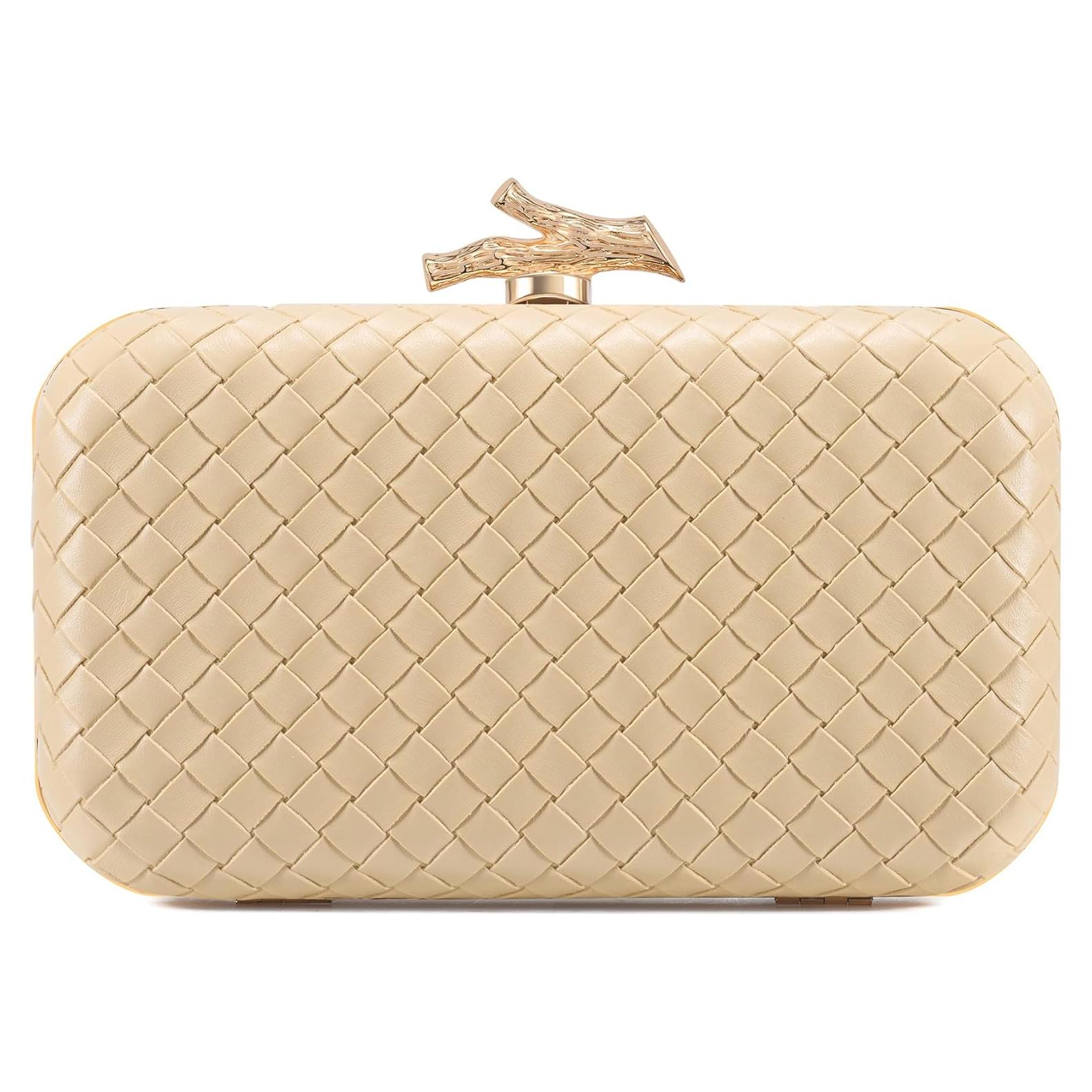 Bolso Clutch Tejido Crema para Mujeres - Elegante y Formal